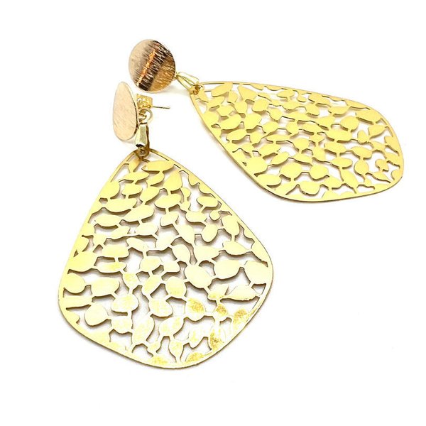 Leave Ornament Earrings|Gold