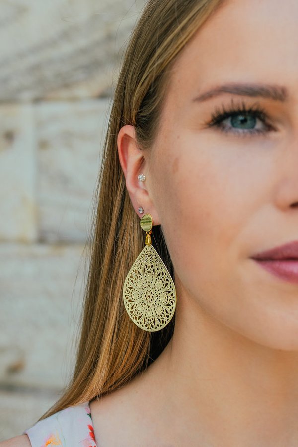 Mandala Ornament Earrings | Gold