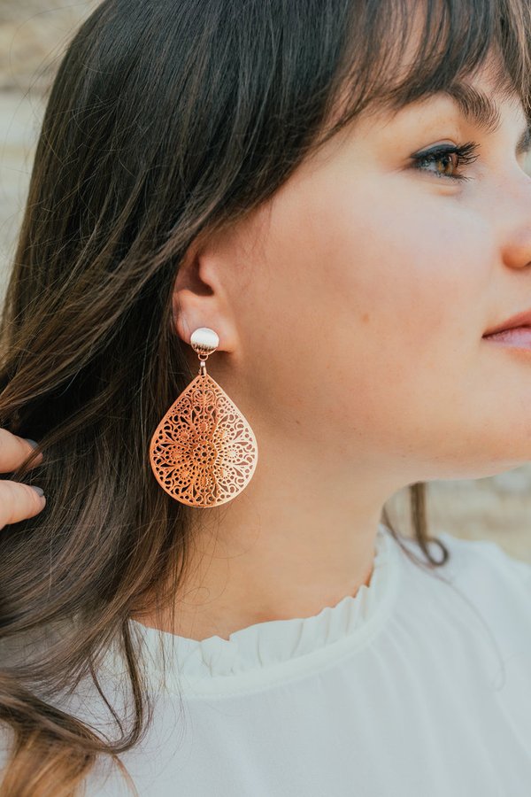 Mandala Ornament Earrings | Roségold