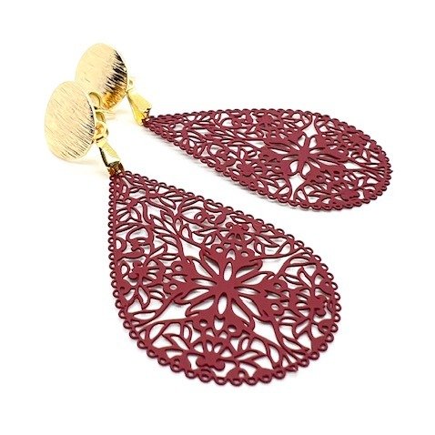 Bloom Ornament Earrings | Dark Red