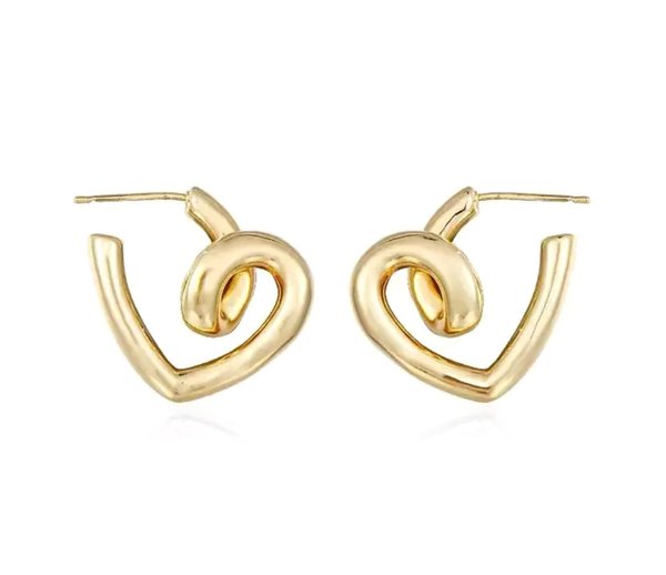 Curly Heart Hoops | Gold