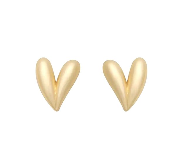 Frosted Heart Studs | Gold