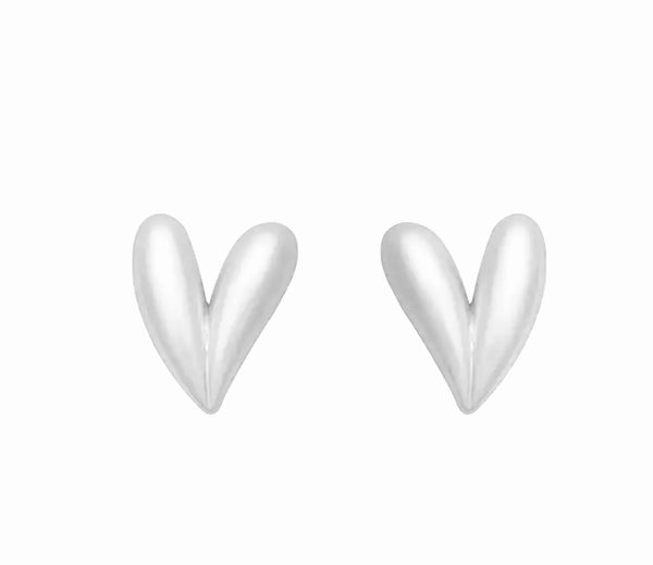 Frosted Heart Studs | Silber
